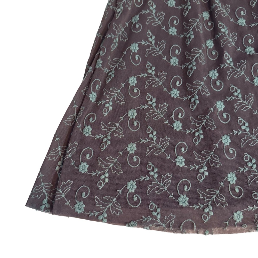 Free People X-Small Floral Embroidered Boho Cottagecore Mini Dress Plaid Y2K - Picture 2 of 8